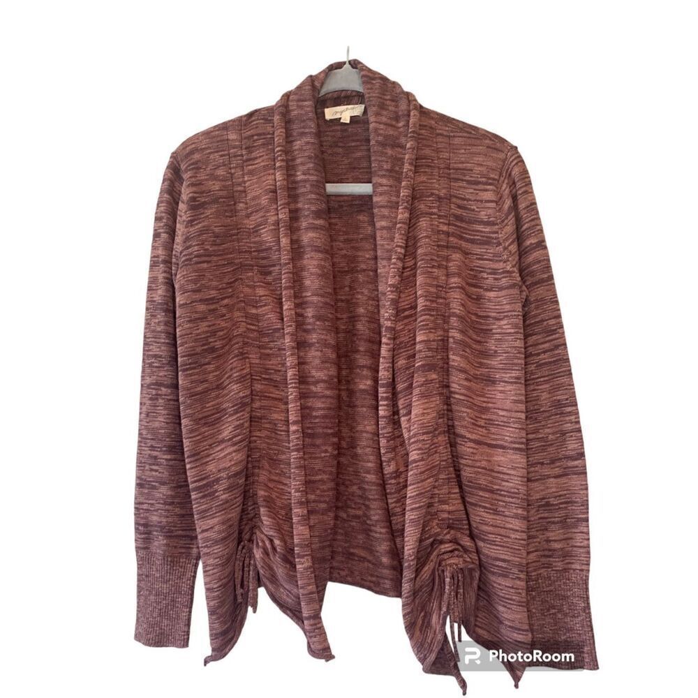 Mystree Cardigan Sweater Womens Medium Burgundy Long Sleeve Open Front